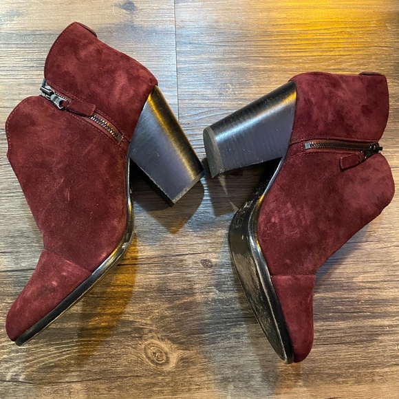Rag & Bone Burgundy Suede Margot Booties - Picture 1 of 8